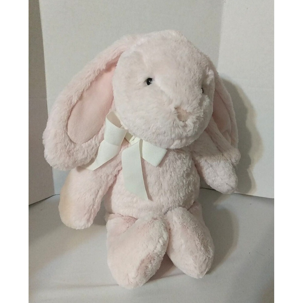 Pink Bunny Plush PBK Pottery Barn Kids Easter Floppy Rabbit Cream Bow 16" NICE!